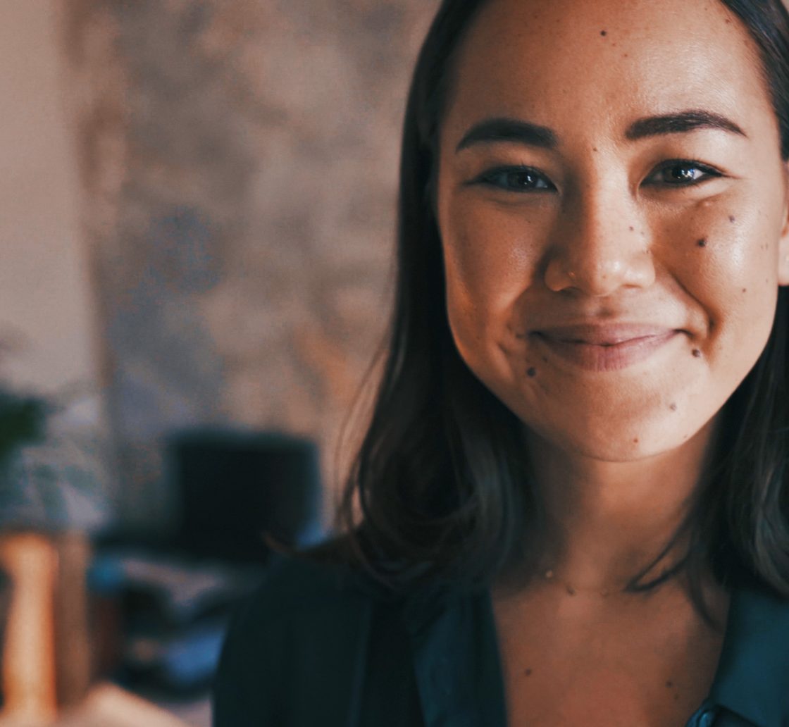 Woman reviewing her borrowing options at home