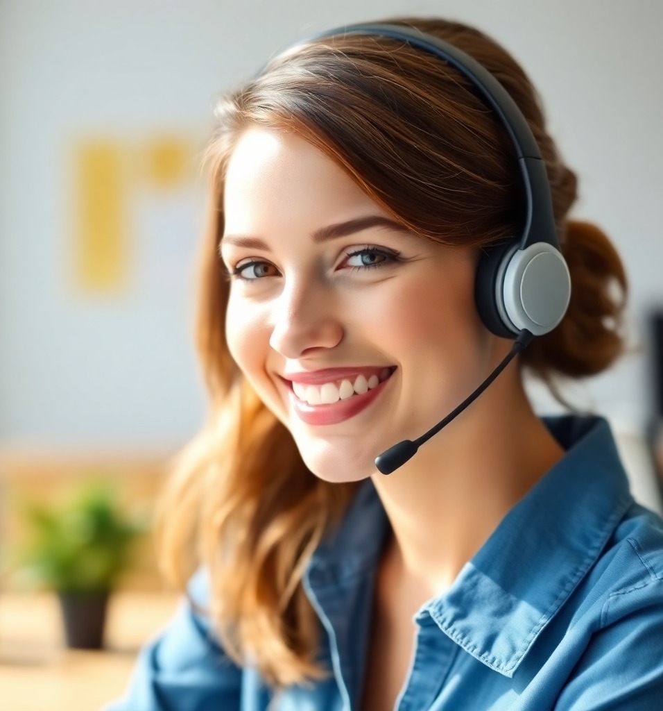 CreditNinja customer support agent wearing a headset
