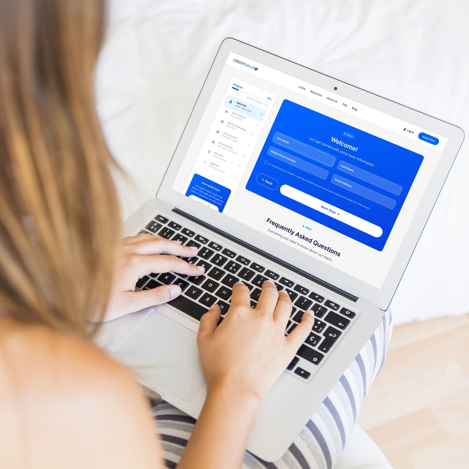 A woman reviewing personal loan options on her phone