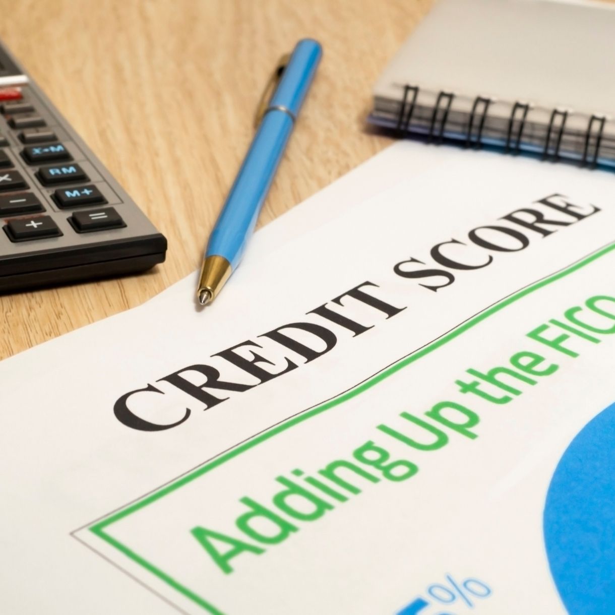 Close up of credit score document